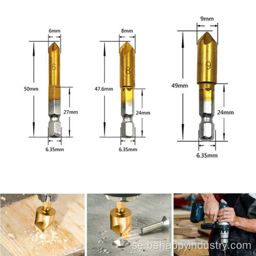 Hex shank hss 5 flöjträknare borrborr